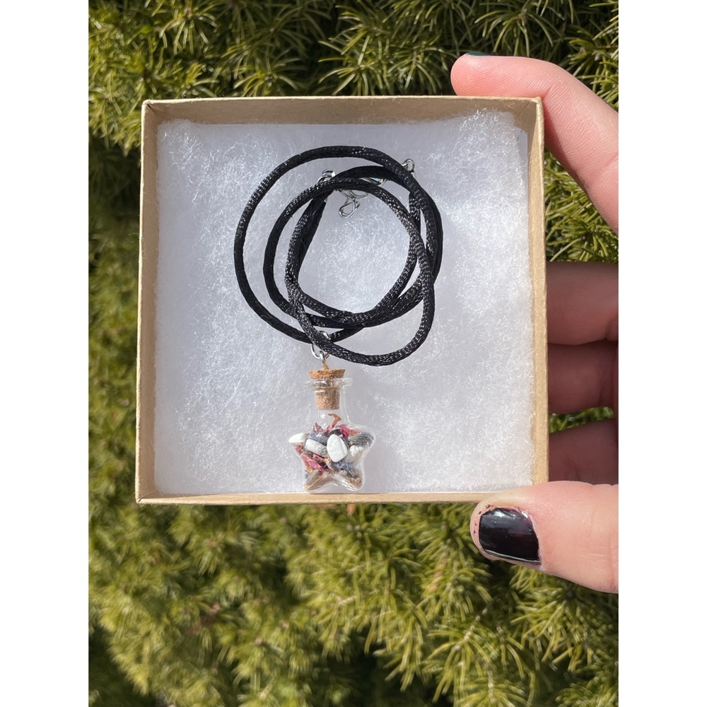 Howlite + Rose Petal + Lavender Star Pendant Jar Necklace | Hand Crafted